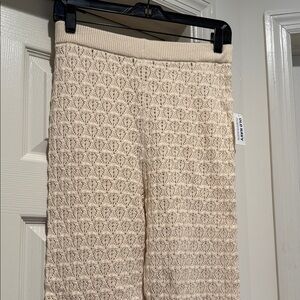 NWT Sheer Knit Textured Resortware Boho Prairie Pull On Beach Pant Flare Medium